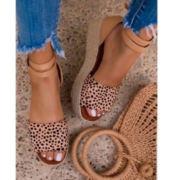 Shoes - Cheetah Espadrille Platform Sandals
